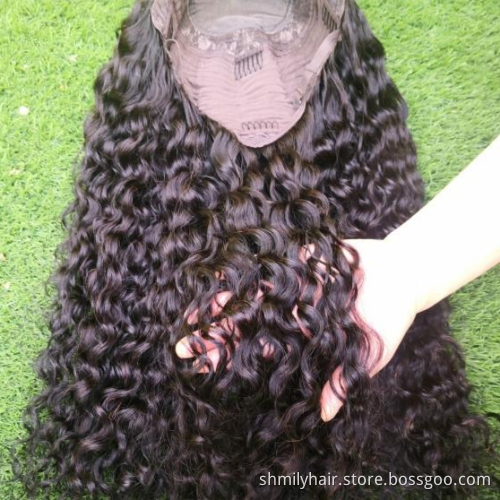 Shmily Free Sample Brazilian Wigs Lace Front Water Wave HD Transparent cuticle aligned 40 inch wig for white women